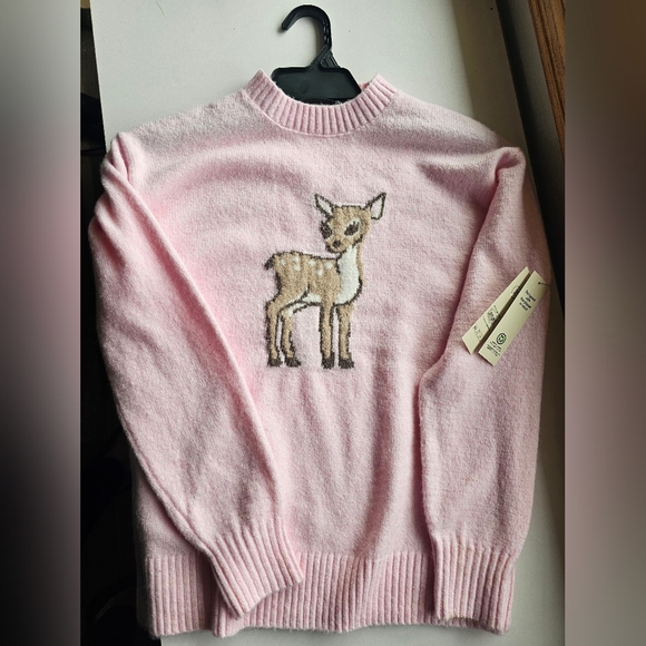 No Boundaries Fashion Icon Sweater Mid weight Deer Pink - Picture 4 of 5